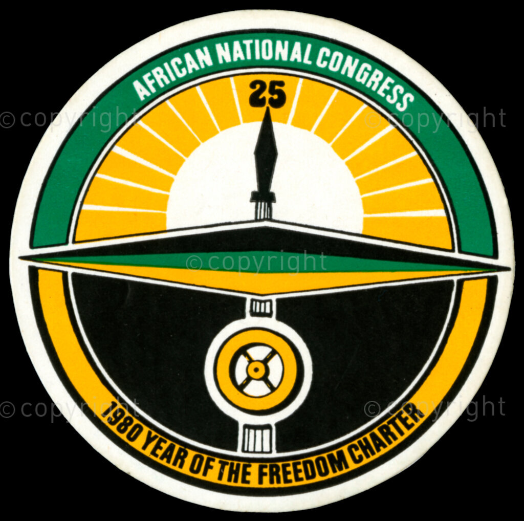 Sticker

AFRICAN NATIONAL CONGRESS

25

1980 YEAR OF THE FREEDOM CHARTER