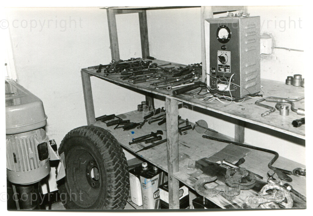 The garage (motor mechanics workshop) in Mazimbu, Tanzania, 1979. Photographer: Rob Duyker.