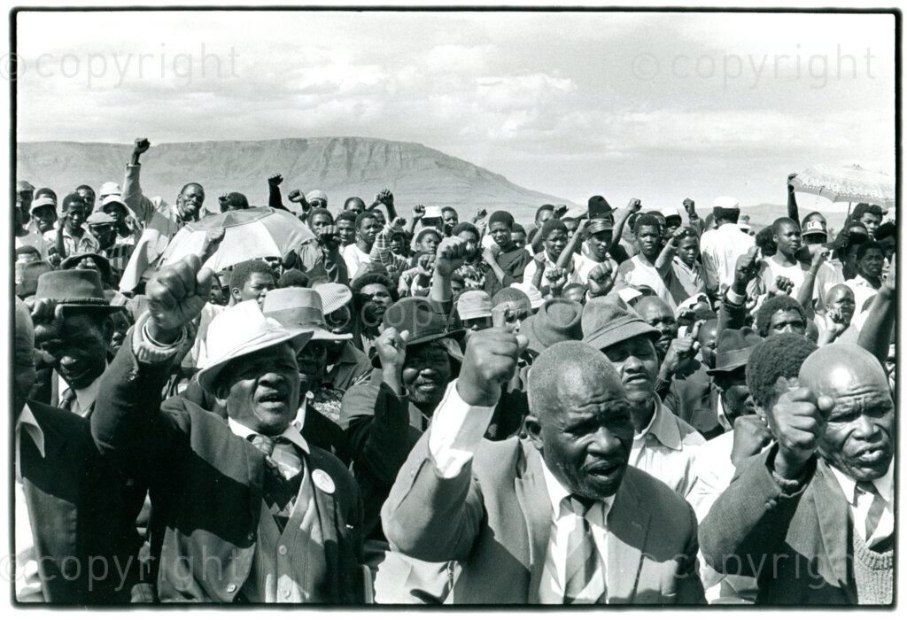 Crowd of ANC supporters at a rally in Lady Frere, Transkei, November 1990. Photographer: Pieter Boersma.
