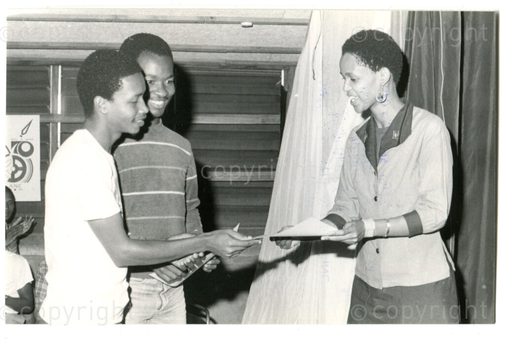 SOMAFCO Secondary School: graduation ceremony, Mazimbu, Tanzania, December 1982. Photo: Eli Weinberg Photo Lab.