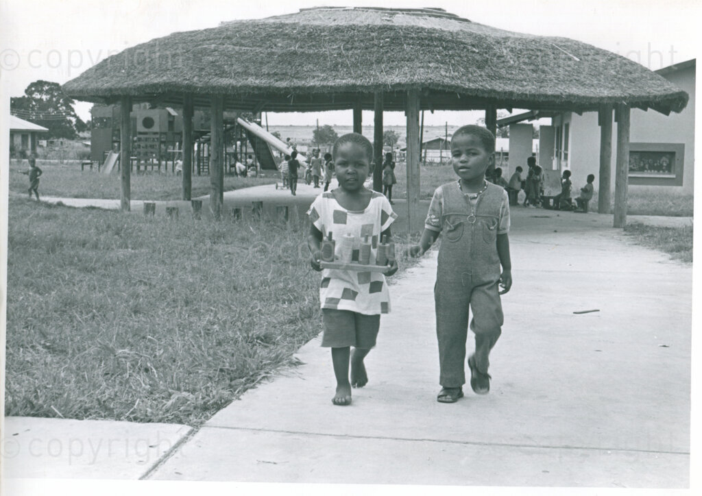 Nursery school kids during a school break in Mazimbu, Tanzania, 1985. Photo: Eli Weinberg Photo Lab.