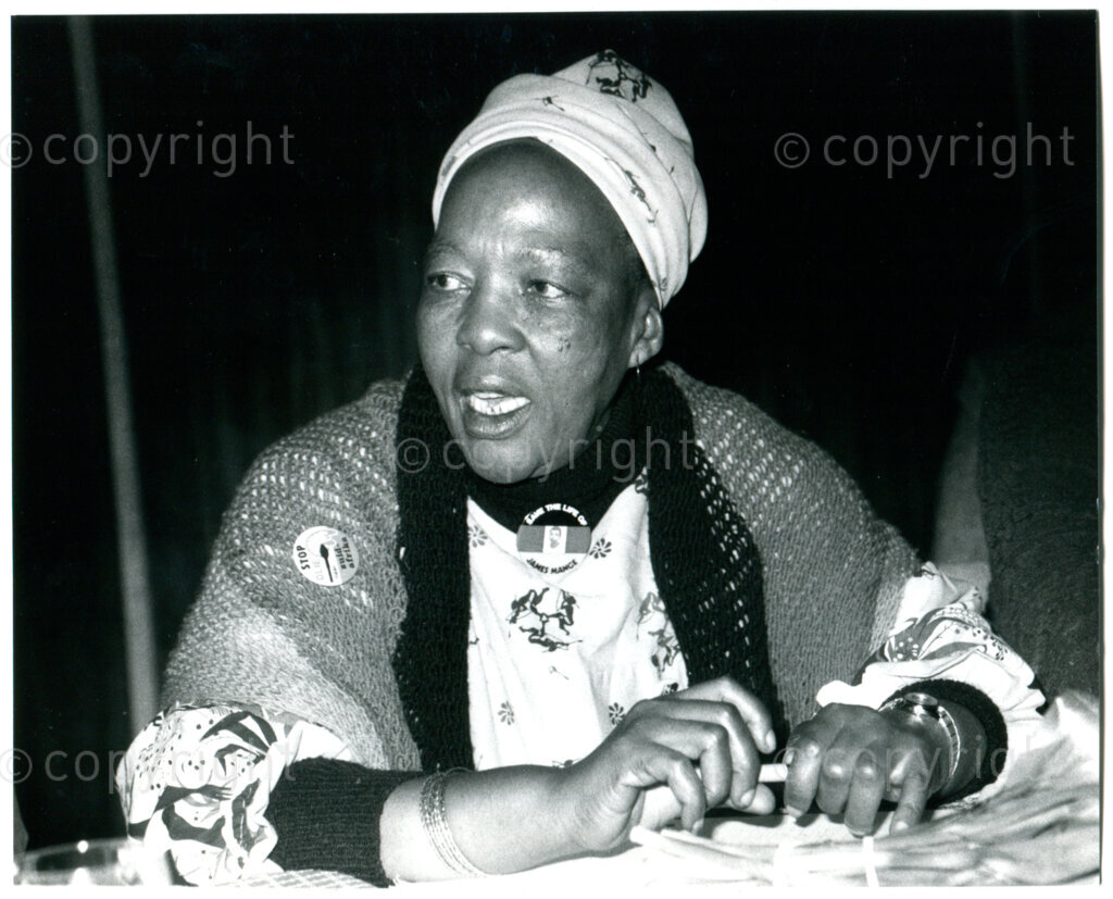 Florence Mophosho (head ANC Women's Section and NEC-member) in Amsterdam, April 1980. Photographer: Jan Stegeman.