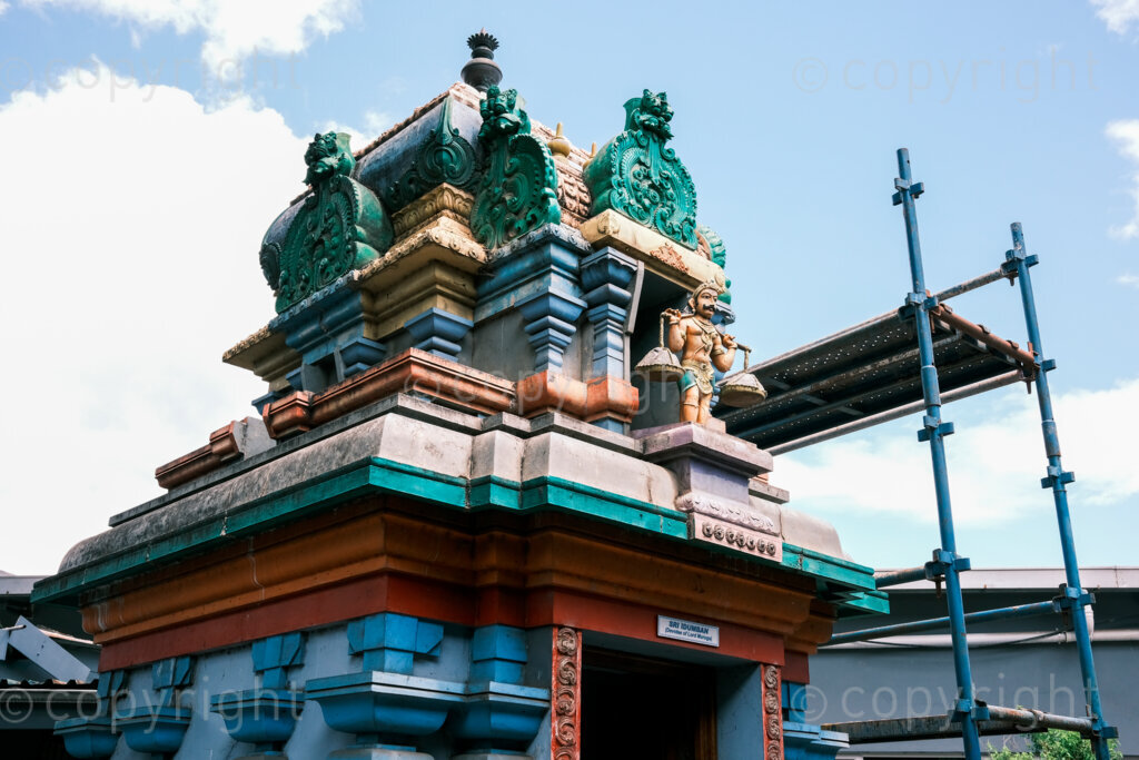 Figures in a 'Scape, a small likeness of Sri Idumban a devotee of Lord Muruga stands facing the afternoon sun in the South Indian temple complex in Williams Street off Langalibalele Street. The area has both South Indian and North Indian Temples, mosques and churches serving the mixed community of this part of city.