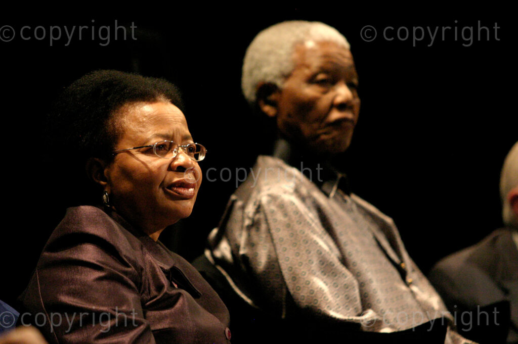 Nelson Mandela (89) and Graca Machel during the announcement of the new group called 'The Elders' held on 18/07/07 at the Constitutional Hill in Braamfontein, Johannesburg in Gauteng, South Africa. Photo: Oupa Nkosi
