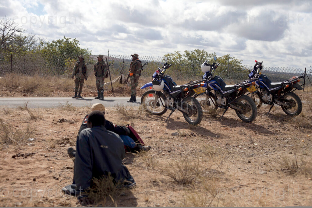 South African National Defence Force patrolling at the Beitbridge Border Post in Musina, Limpopo between South Africa and Zimbabwe. Later in a day, a couple of suspects without proper documents were apprehended during the patrol. 13/07/16 Photo: Oupa Nkosi