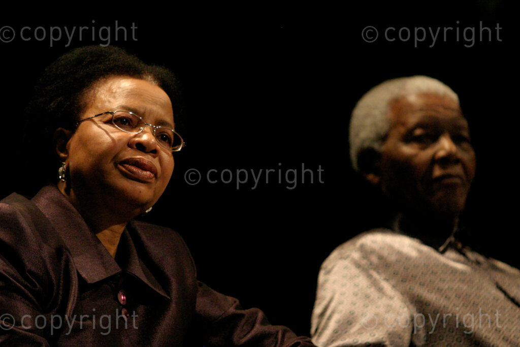Nelson Mandela (89) and Graca Machel during the announcement of the new group called 'The Elders' held on 18/07/07 at the Constitutional Hill in Braamfontein, Johannesburg in Gauteng, South Africa. Photo: Oupa Nkosi