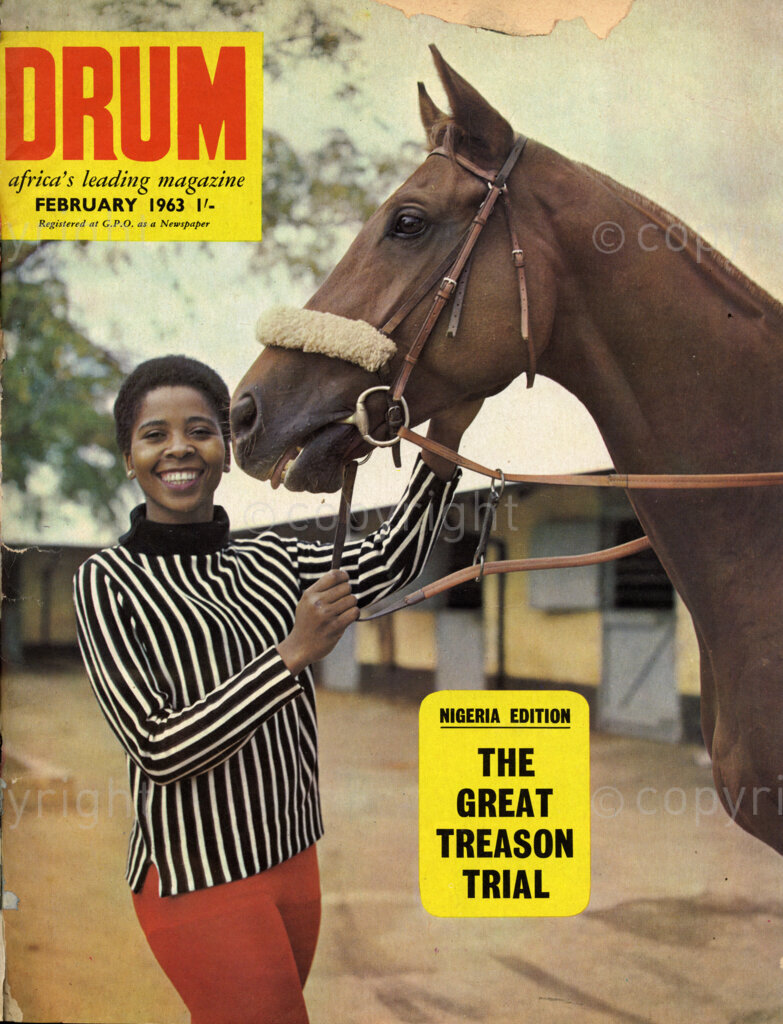 The Great Treason Trial; Verso: Cover girl Priscilla Booi, from South Africa, she goes to all the big races and gets her tips from the horse's mouth. Priscilla is a star of the world-famous 'King Kong' show.