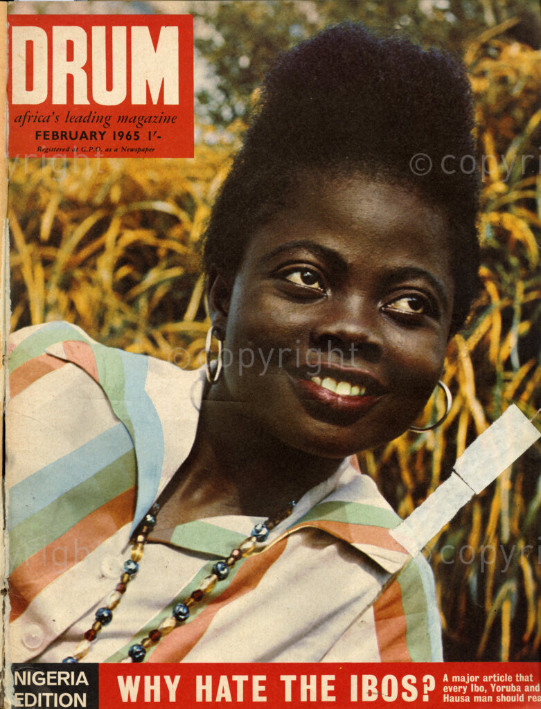 Why Hate the Ibos? Verso: Cover girl Olowu, aged 21, of Lagos. The soft-eyed beauty.