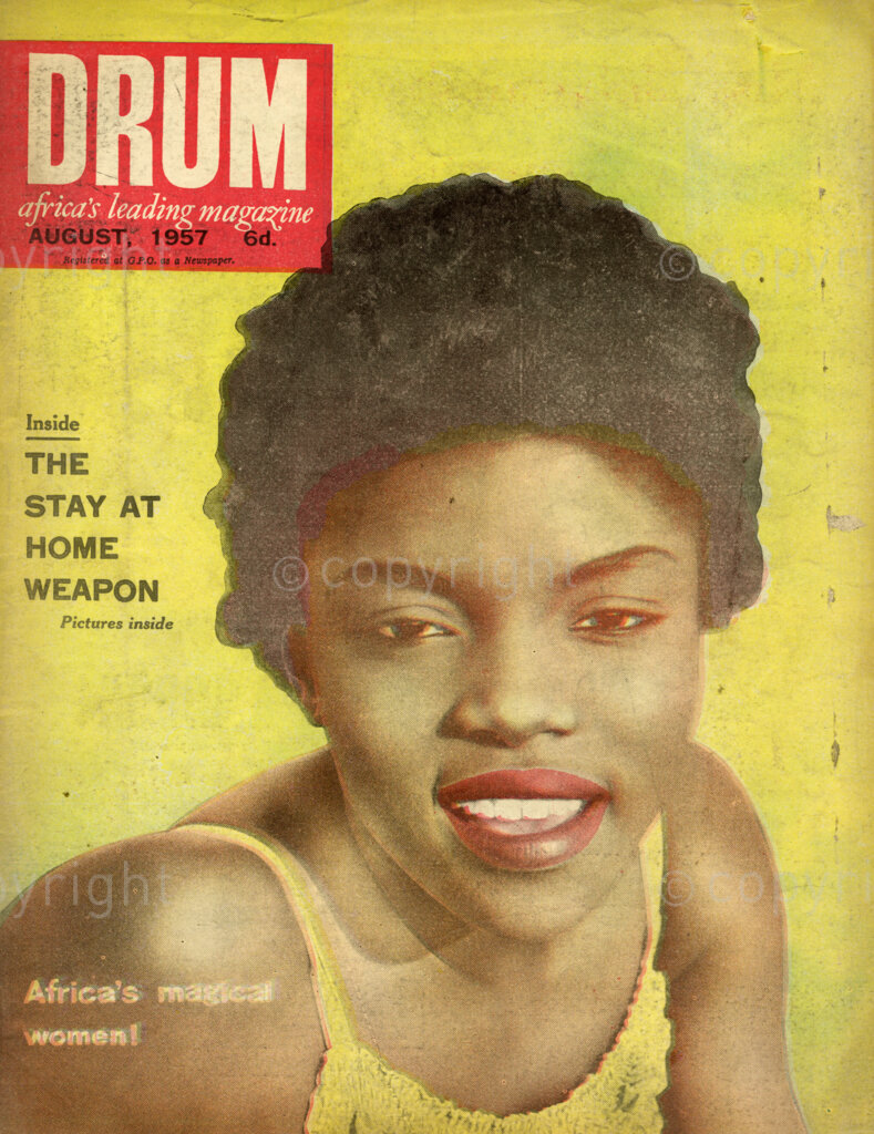 The Stay At home Weapon; Africa's magical women; Verso: Cover girl – Marry Williatta (18), Accra Secretary, Ghana version of beach-loving beauty, heads this African gallery