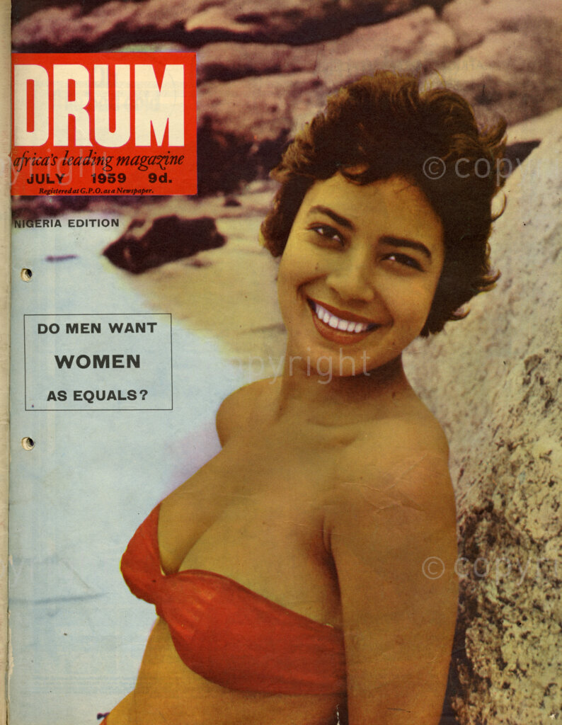 Do Men Want Women as Equals? Verso: We were looking for sea shells on the shore – when we saw a pearl. Cover girl Grace Laurens of South Africa.