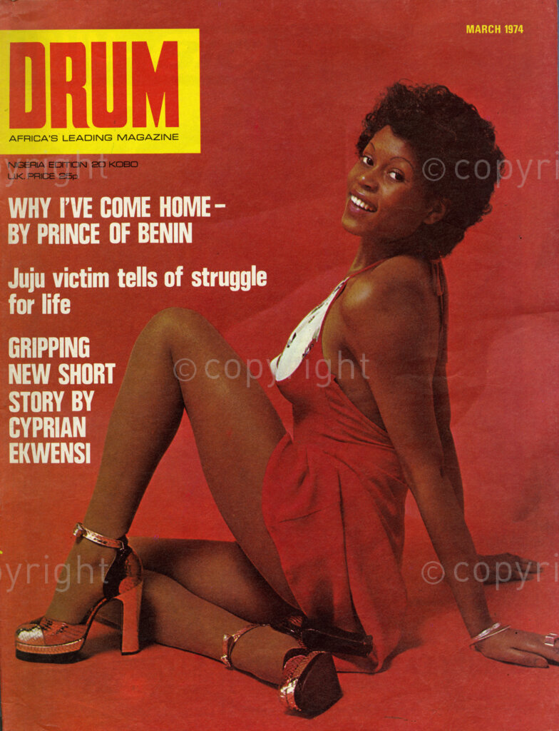 Why I've Come Home – By Prince of Benin; Verso: Cover girl Franesca, is a teenager with a real Nigerian flare for fashion, from her shimmering scarlet dress to her glossy gold shoes and six-inch heels – the very latest in fashion, even if it confines her to tall boyfriends!
