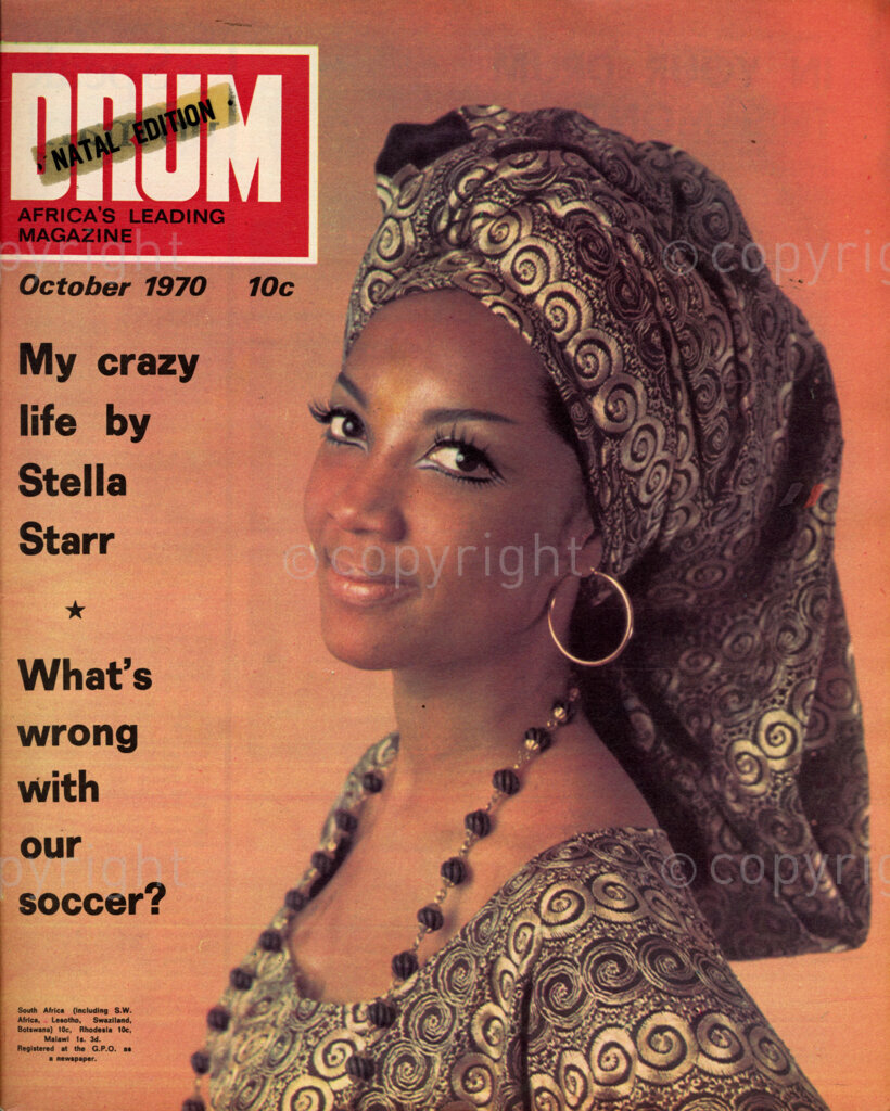 My crazy life by Stella Starr; What's wrong with our soccer? Verso: Cover girl– Maria Wat is one of the most charming Drum has ever met. She appears in grand bubu, one of the traditional dresses of Liberia, her birthplace. Maria was educated in Switzerland and is now studying her father's profession in London, architecture.