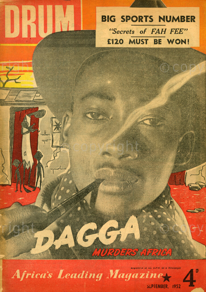Bif Sports Number; Secrets of Fah Fee; Dagga murders Africa; Verso: Dagga! The Racket in Dope – A sensational exposure that lays bare the secrets of Africa's Biggest Racket. A single drug can wreck a whole continent. The Dagga menace grows more serious every day.