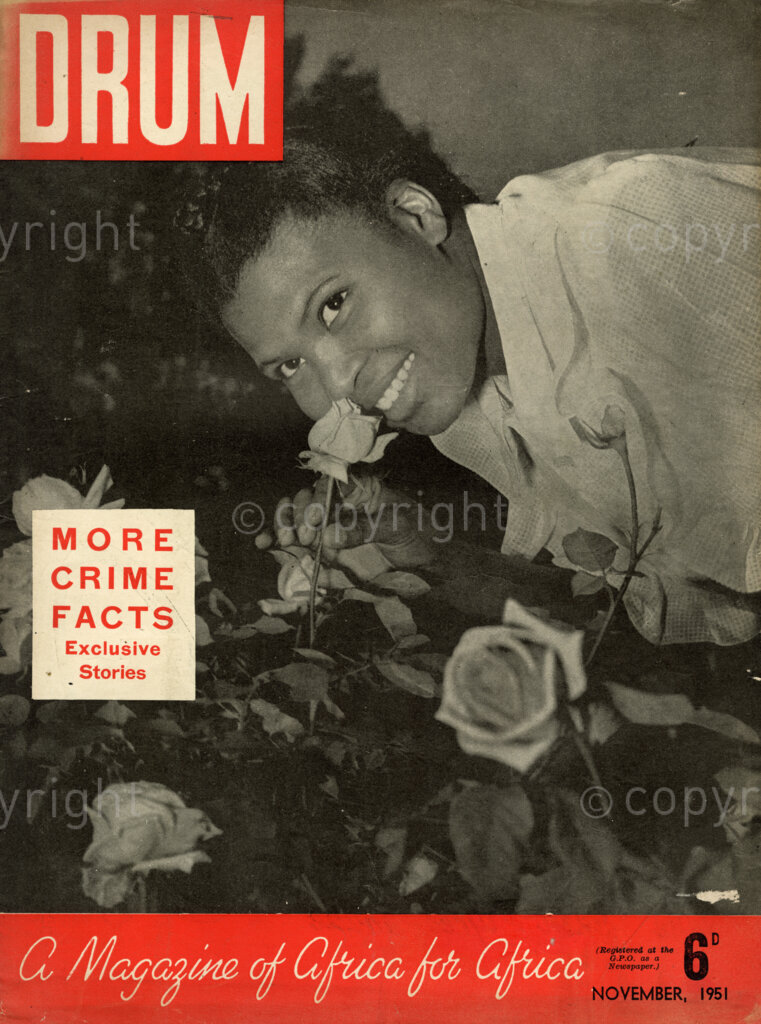 Verso: This Month's Cover Girl – Nineteen year old, Elizabeth Teyise. She is one of a band of young African men and women studying at the Jan H. Hofmeyr School of Social Science, Johannesburg.