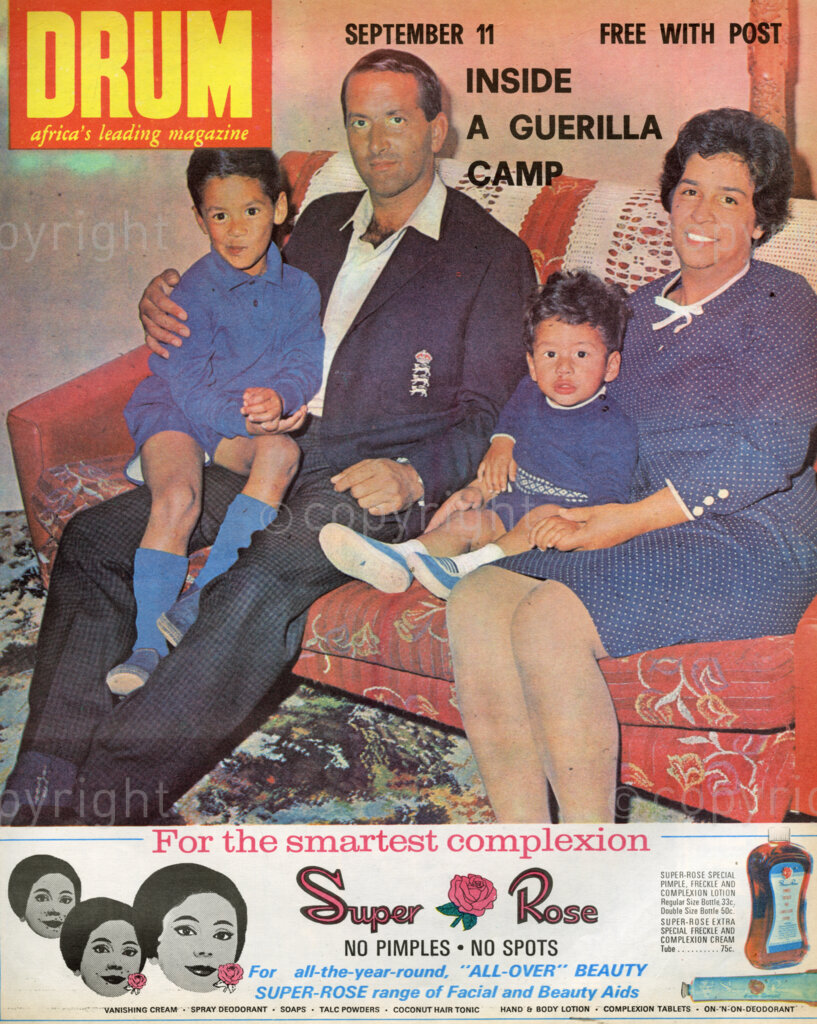 Inside a Guerilla Camp; Verso: Basil D'oliveira (cricket star) and Family. Basil our hero, Basil made England in the Test against West Indies and did a hero's job. We reckon he will show the world what he is still got up his sleeve when he plays with the World XI against Barbados next March.
