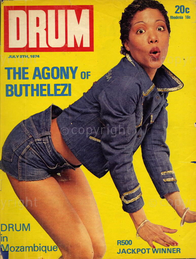 The Agony of Buthelezi; Verso: Cover girl African model girl Monica Niema enjoys keeping up with latest fashion trends: hence the military look on the cover.