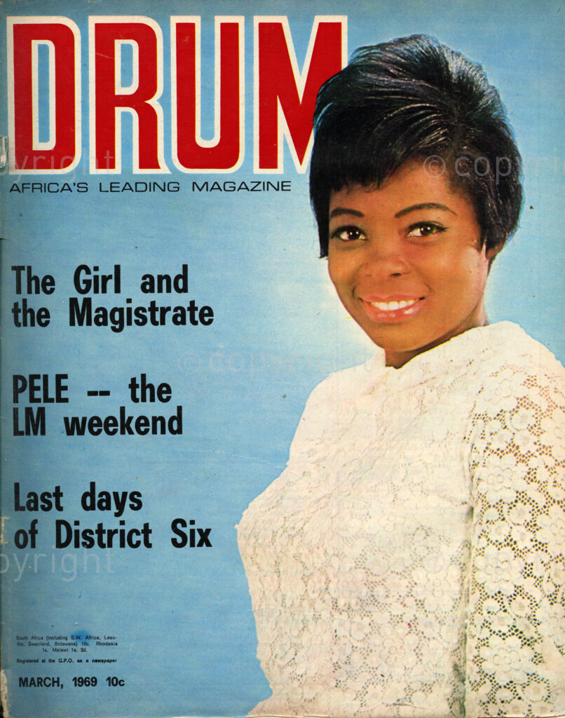 The Girl and the Magistrate; Pele – the LM weekend; Last days of District Six; Verso: Rosemarie Thompson is a tropical bundle who thrives in a cold climate. Fresh from sun-soaked Jamaica. when she was only thirteen, she has taken a chunk out of London life and has made it her very own.