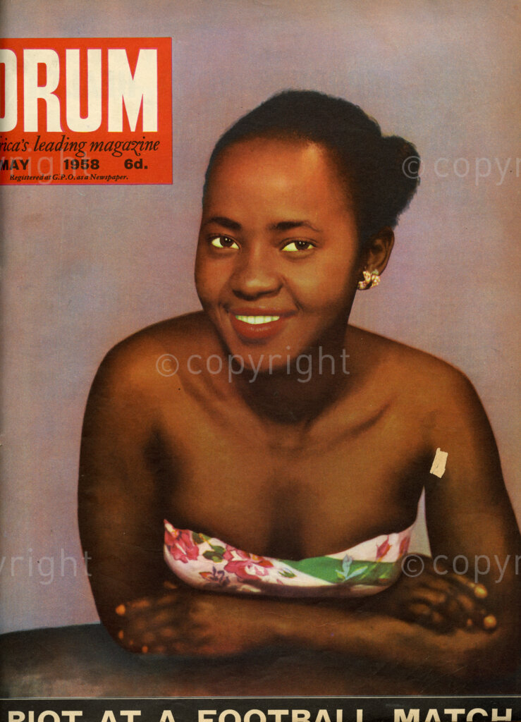 Riot at a Football Match; Verso: Cover girl-21 year old, Ruth Gumbi, a pupil nurse in Joburg. She got the No.1 prize in a beauty contest a short while back. She is from Durban.