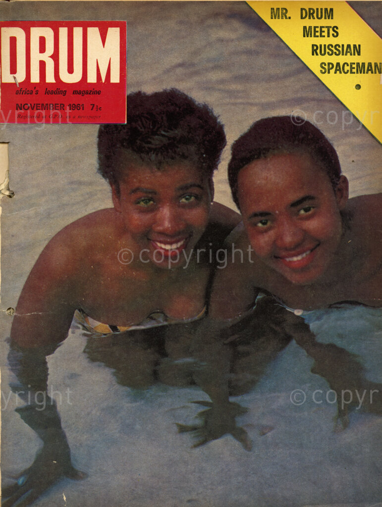 Mr. Drum Meets Russian Spaceman; Verso: Cover girls Joy Mroderi and Ruth Gumbi.