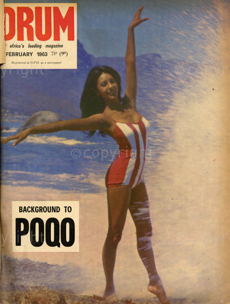 Background to Poqo; Verso: Cover girl Cape Town dancer Didi Sidow.