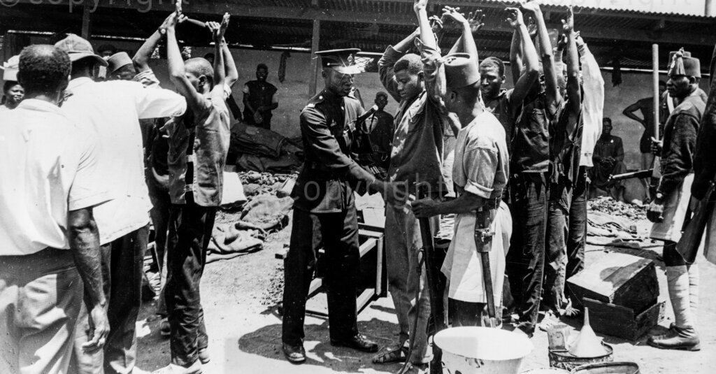 All over Accra men were lined up and searched. Hunt for bombs; A state of emergency was declared in Accra and Tema on October 22, to end acts of wanton terrorism and brutality. That very evening a dusk to dawn curfew took effect in Accra. Then came the great search by the police and the army.