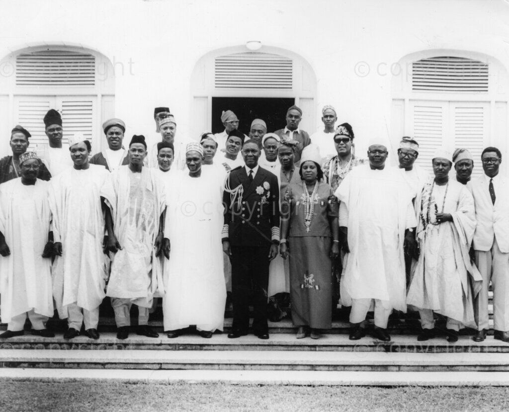 Nigeria Independence Anniversary. Sir Abubakar Tafawa Balewa and other leaders.