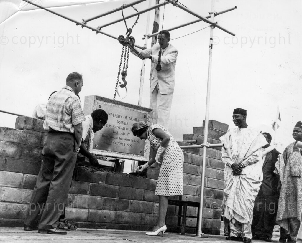 Zik's University; How he came to choose Nsukka. Laying of the foundation stone; Dr Azikiwe who dreamed of university watches as Princess Alexandra lays its foundation stone. A faithful telephone operator brought Dr Azikiwe a message that made him think his life was in danger. Zik fled from Lagos on the same night, and went into hiding in Nsukka. The sequence of events led to Nsukka becoming university city.