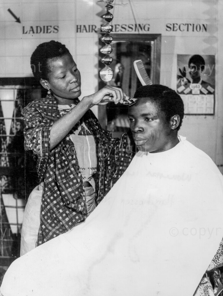 Nigerian women barbers.