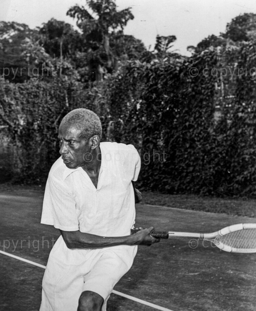 West Africa rejoices as a new state is born. Likes tennis, still hale and hearty at 65, even though he hardly eats because of gastric trouble, he enjoys tennis. No one says it is a 'young man's game' at the Lodge. The friendly doctor who led Sierra Leone to Independence; Sir Milton Margai. He is Sierra Leone's first Prime Minister, is a very unconventional Premier. He's a man who knows how to enjoy life when's he is not hard at work.