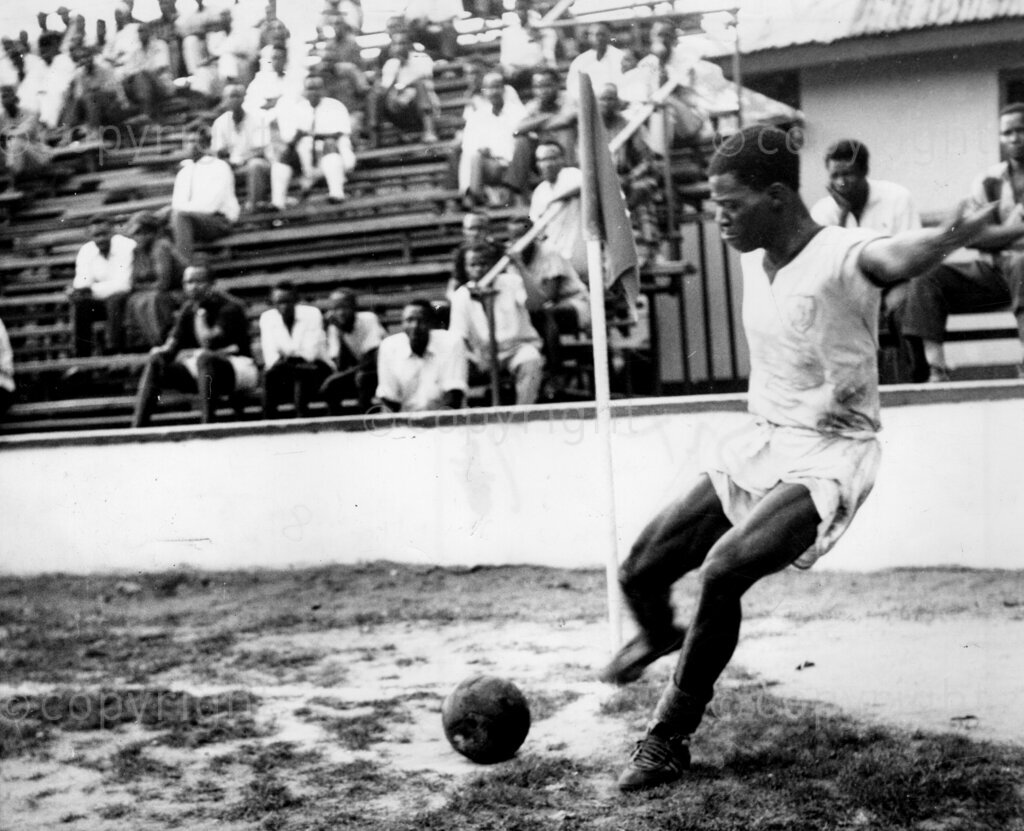 Victor The Gent (usually) laughs it off. In flying style, Victor takes a corner. The most surprised man in Lagos when it was announced that the 25-year-old police left winger Victor Iyamu had been voted best Lagos footballer for 1962, was Victor Lyamu himself. Victor, a Lance-Corporal in the Nigerian Police Force, did not expect the honour