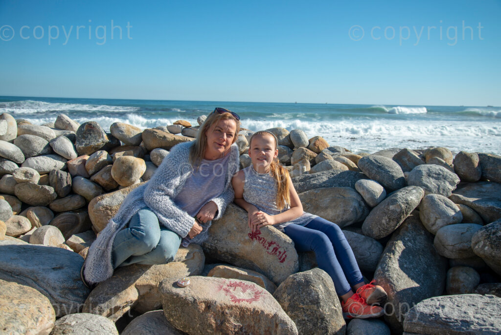 Rock artist Lara Thompson and her daugther Shae, 12, near Slangkop light house in Kommetjie, Cape Town, Thursday, July 17, 2020. PHOTO: EVA-LOTTA JANSSON 