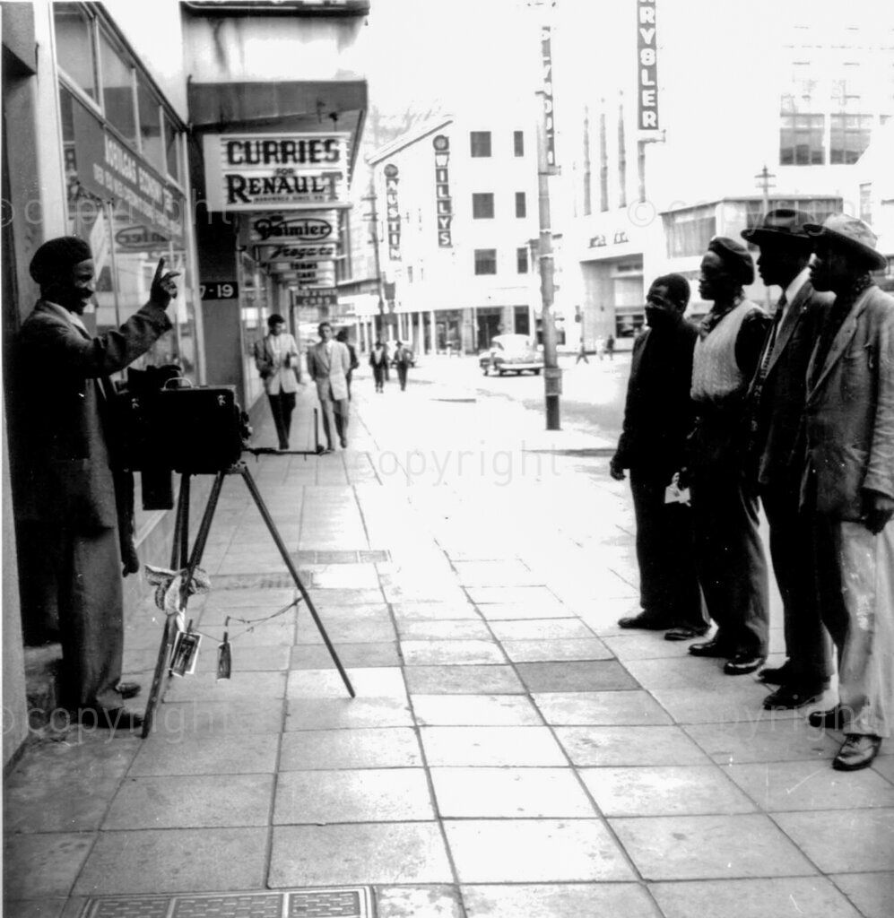 A street photographer's outside studio.