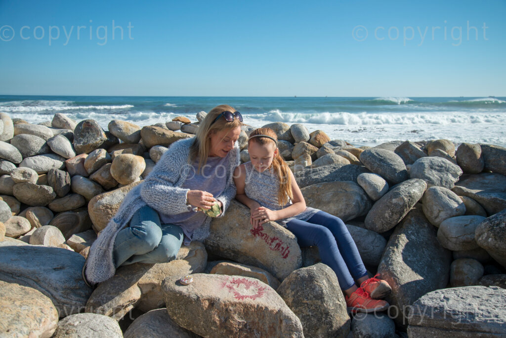 Rock artist Lara Thompson and her daugther Shae, 12, near Slangkop light house in Kommetjie, Cape Town, Thursday, July 17, 2020. PHOTO: EVA-LOTTA JANSSON 