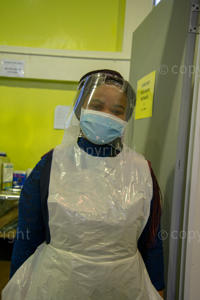 Nursing sister Nomnikelo Mzolisa is seen as The City of Cape Town opened a clinic extension in the Elsies River Library, to serve mothers and children with routine visits such as family planning and immunizations, today, Monday, July 13, 2020. Clinic extensions are being constructed to separate COVID-19 treatment and diagnosis from other treatments. Mzolisa, who is placed here from a nearby clinic says: 