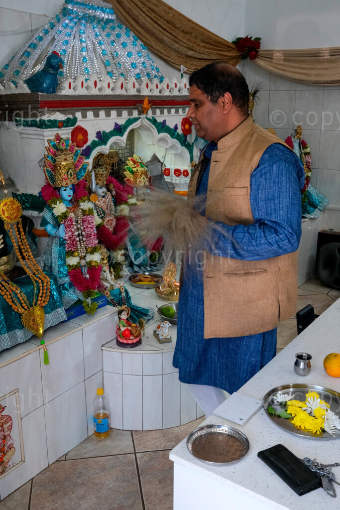 Rain puja (prayer) North Indian Shri Vishnu Temple. Nov. 2024, Pietermaritzburg, KZN, South Africa.