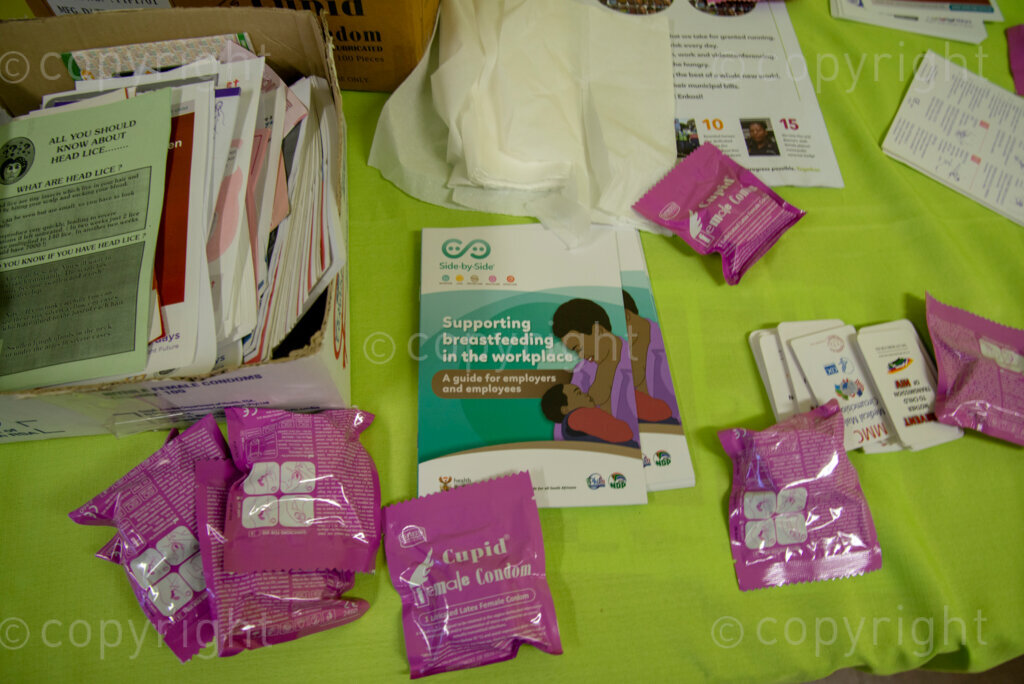 Female condoms and various health leaflets are seen as The City of Cape Town opened a clinic extension in the Elsies River Library, to serve mothers and children with routine visits such as family planning and immunizations, today, Monday, July 13, 2020. Clinic extensions are being constructed to separate COVID-19 treatment and diagnosis from other treatments. PHOTO: EVA-LOTTA JANSSON 