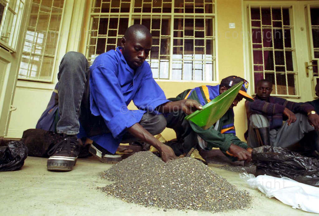 This heap of soil that is harversted at Gitarama in Rwanda contains coltan (Colombo Tantalite), nobium, tin, titanium and and fer.
 *** Local Caption *** Ce tas de terre recueilli ‡ Gitarama  au Rwanda contient du coltan (Colombo Tantalite), du nobium, de l'Ètain, du titane et du fer.